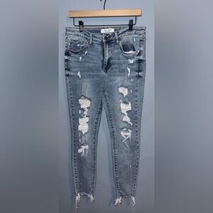 Judy Blue Distressed Gray Skinny Jeans